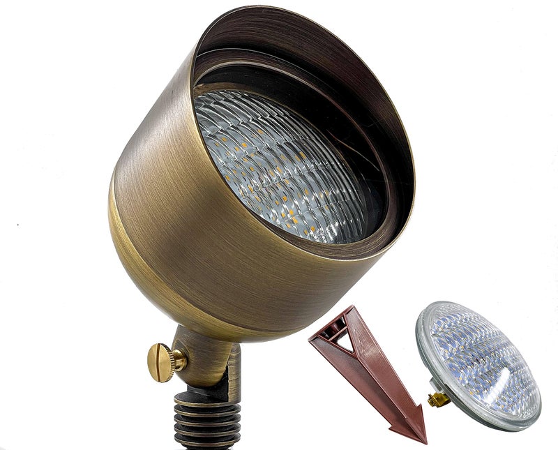 MIK Solutions LED Spot Lights Outdoor LED Landscape Light 110-9W PAR 36 Bulb Metal Solid Brass Wall Wash Security Landscape Lighting for Beautiful Bright Long Lasting Home Garden Patio Driveway Area Deck Lighting - Image 1